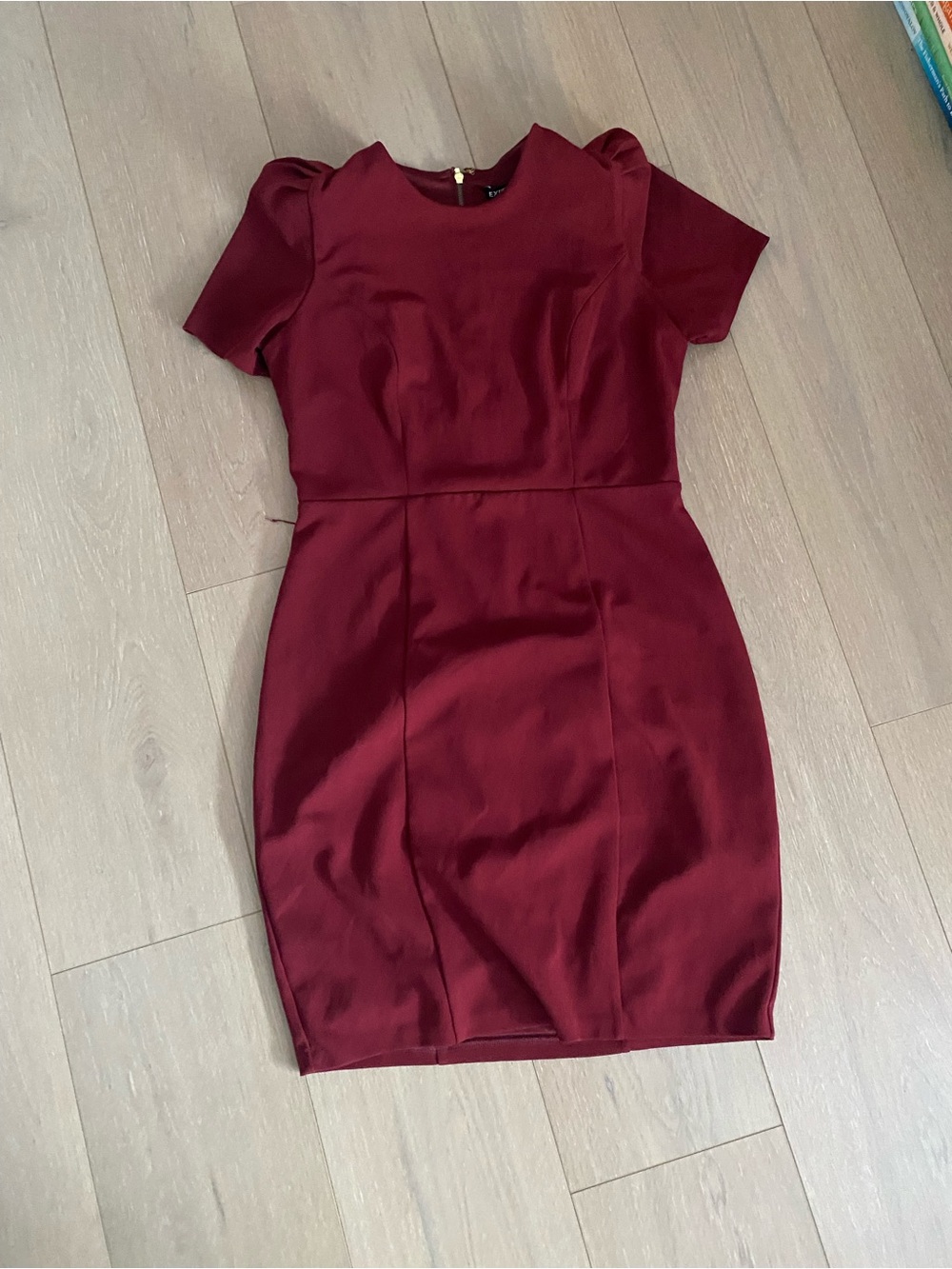 NEVER WORN - Express Burgundy Short-Sleeve Sheath Dress
